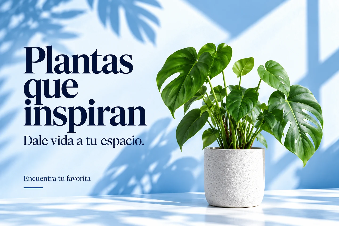 Cartel de ejemplo con la frase Plantas que inspiran. Dale vida a tu espacio.